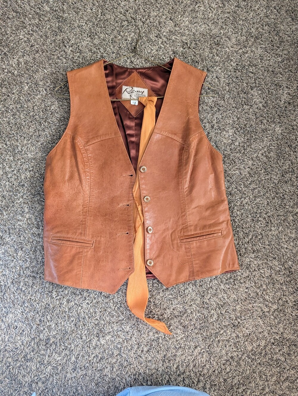 Women's Vintage Brown Leather Vest- Remy Leather Fashions